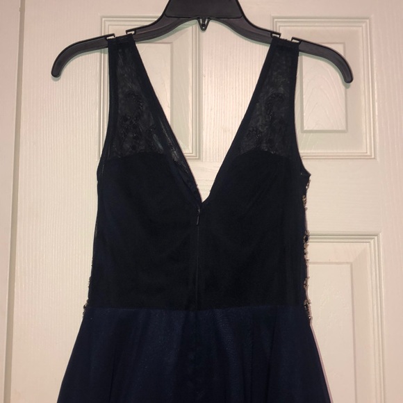 Navy Blue, Gold, And Pearl Semi-Formal Dress - Picture 5 of 8